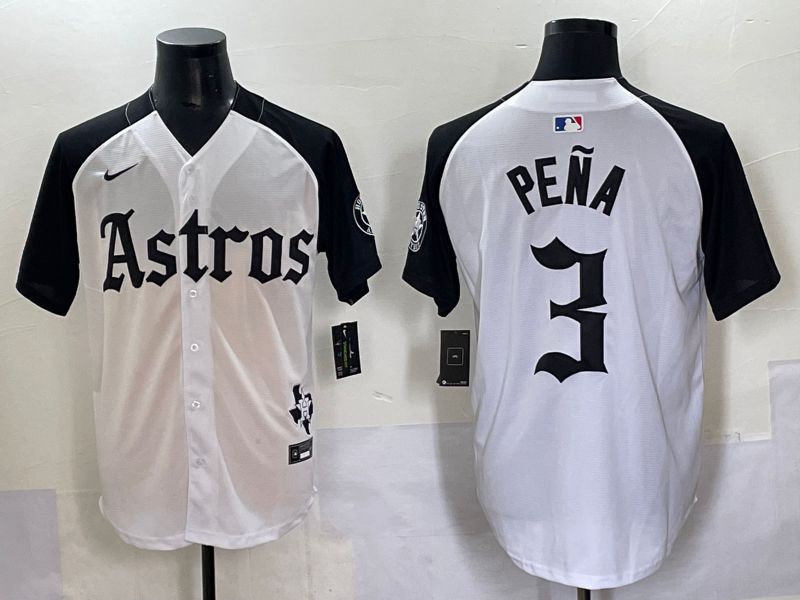 Men 2025 Houston Astros #3 Pena white black Five generations Joint Name Nike MLB Jersey style 1->houston astros->MLB Jersey
